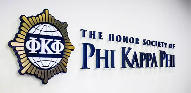A sign for the Phi Kappa Phi Honor Society is pictured