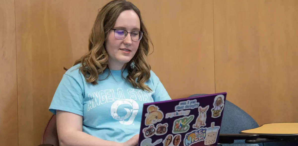 A student on a laptop